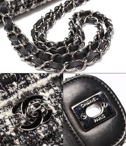 Chanel Shoulder Bag Handbag Shoulder Tweed Double Chain Double Flap Silver