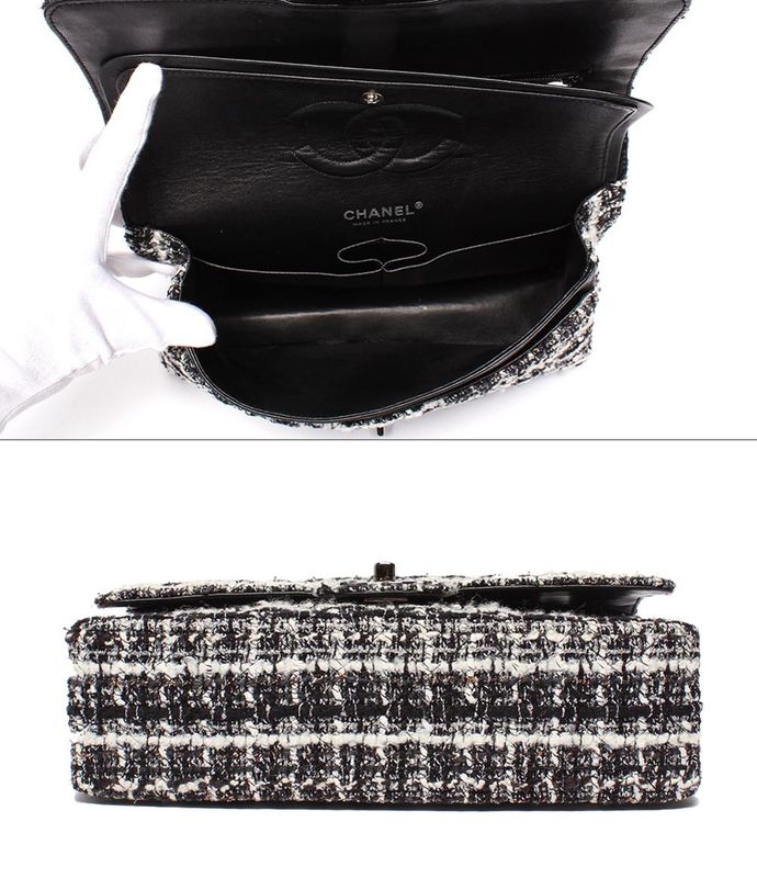 Chanel Shoulder Bag Handbag Shoulder Tweed Double Chain Double Flap Silver