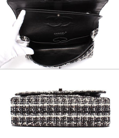 Chanel Shoulder Bag Handbag Shoulder Tweed Double Chain Double Flap Silver