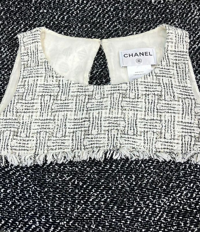 Chanel Sleeveless Tweed Dress Women's Size 38 Chanel