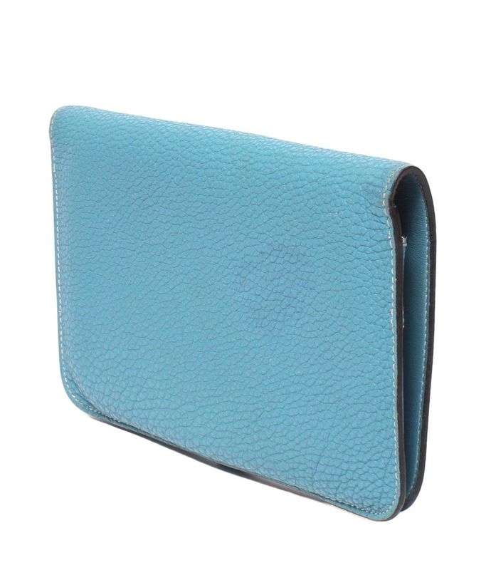 Hermes Long Wallet Engraved F Gold Hardware Dogon GM Unisex Hermes