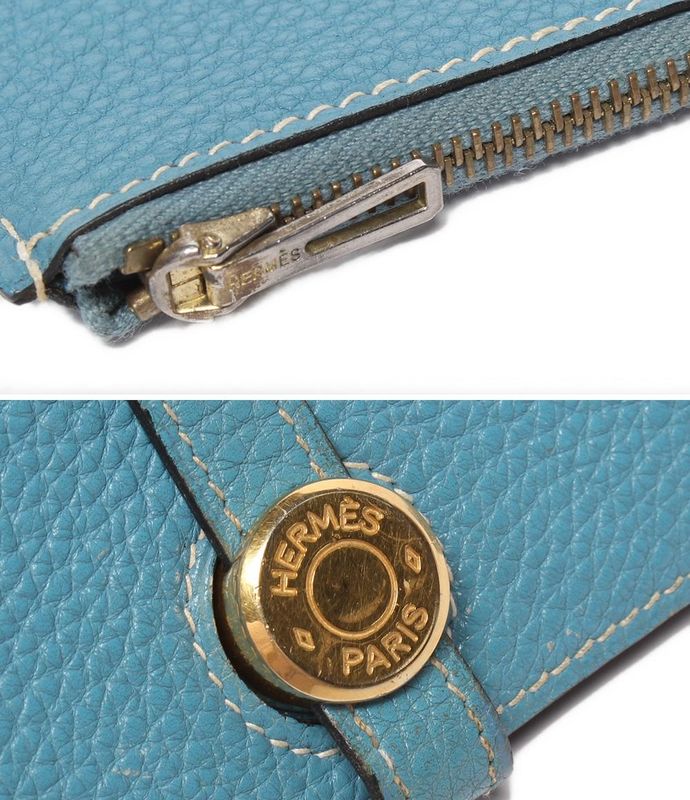 Hermes Long Wallet Engraved F Gold Hardware Dogon GM Unisex Hermes