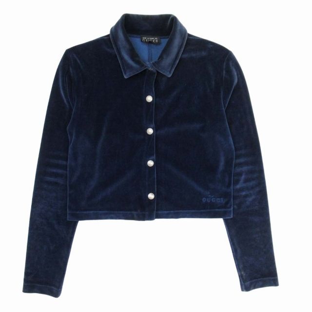 1995 Vintage Old Gucci Tom Ford Period Velvet Shirt Jacket Silver Buttons
