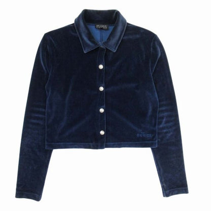 1995 Vintage Old Gucci Tom Ford Period Velvet Shirt Jacket Silver Buttons