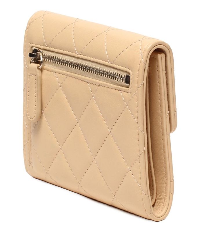 Chanel Trifold Wallet Silver Hardware Classic Small Flap Wallet Women's Chanel