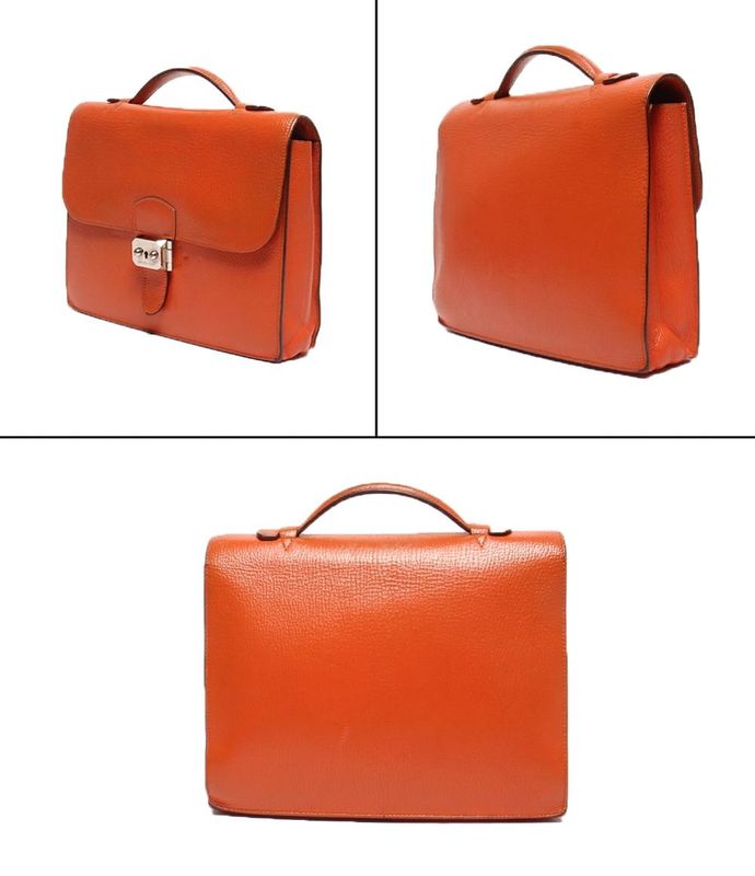 Hermes Business Bag Briefcase Engraved I Silver Hardware Sac a Depeches 27