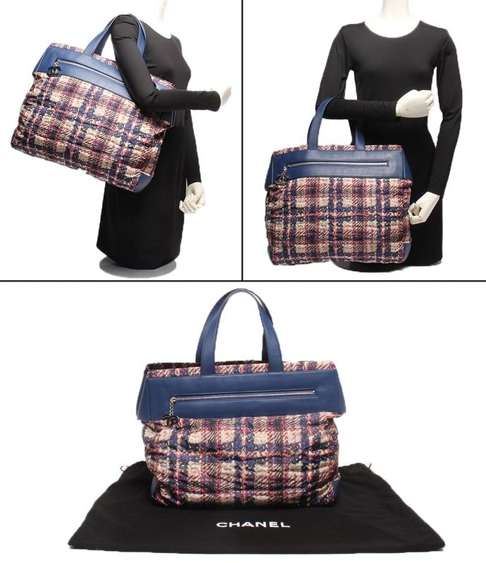 Chanel Tote Bag Silver Hardware Women's Chanel