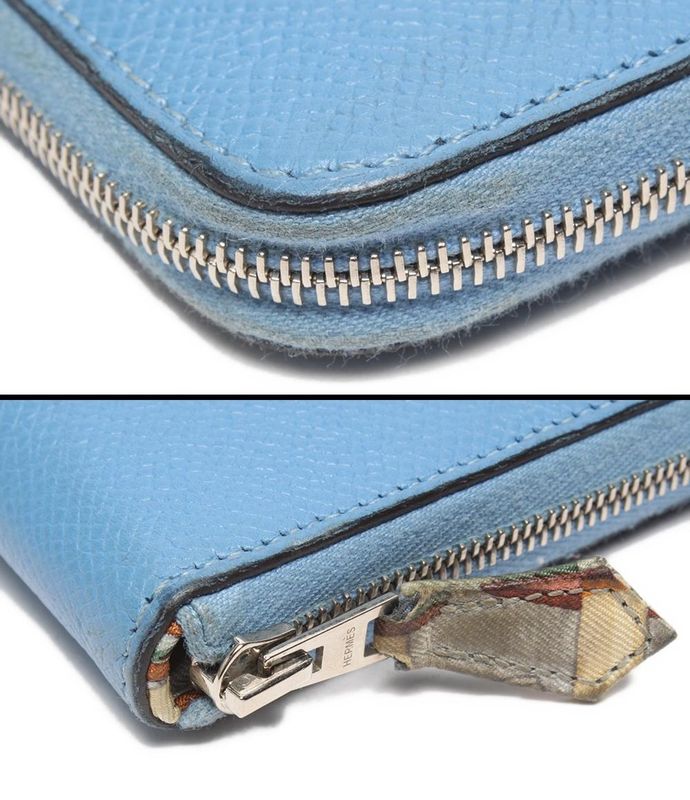 Hermes Round Zipper Long Wallet Engraved R Silver Hardware Azap Long Silk Inn