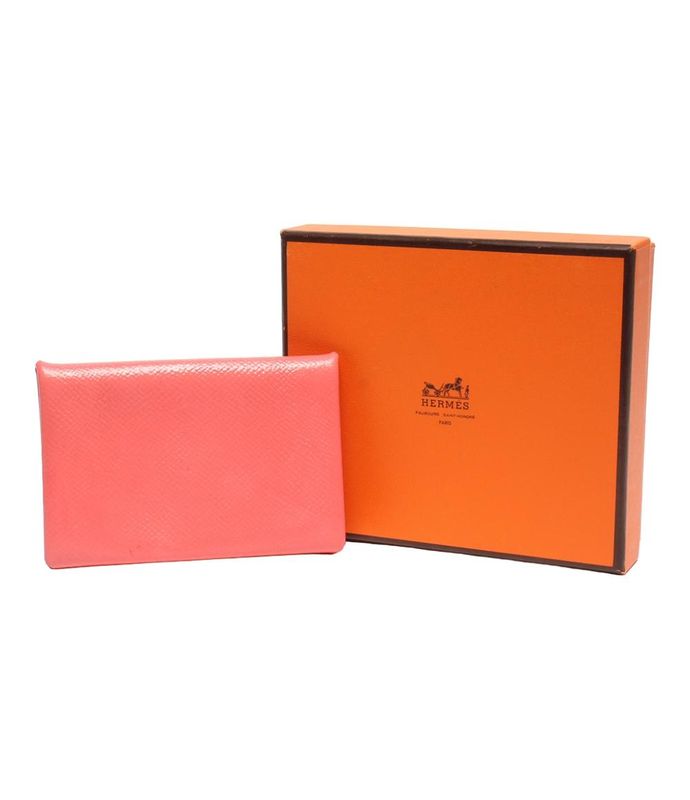 Hermes Card Case Stamped a Silver Hardware Calvi Ladies Hermes