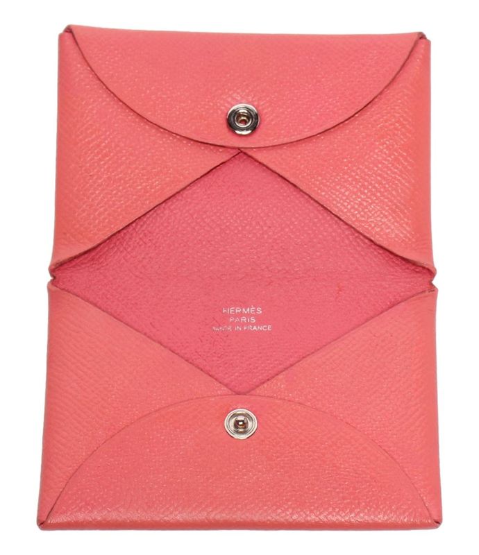 Hermes Card Case Stamped a Silver Hardware Calvi Ladies Hermes