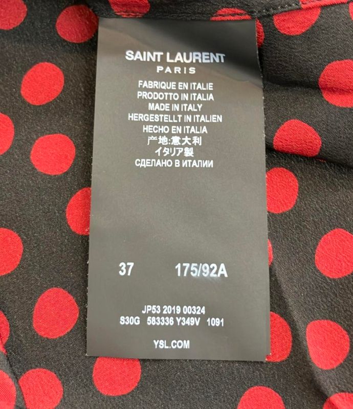 Saint Laurent Short-Sleeved Polo Shirt Dot Pattern Women's Size 37 (S) Saint