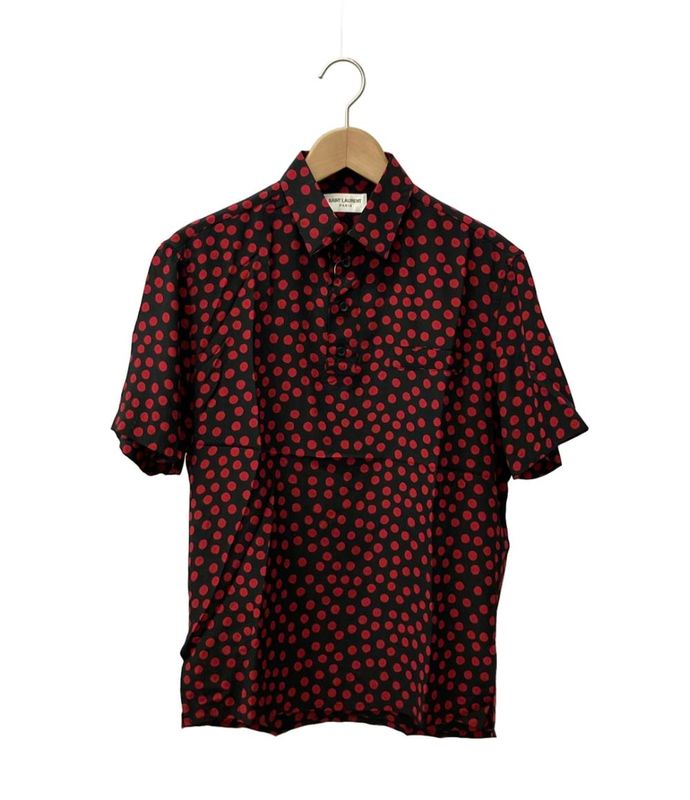 Saint Laurent Short-Sleeved Polo Shirt Dot Pattern Women's Size 37 (S) Saint