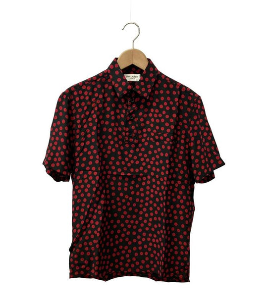 Saint Laurent Short-Sleeved Polo Shirt Dot Pattern Women's Size 37 (S) Saint