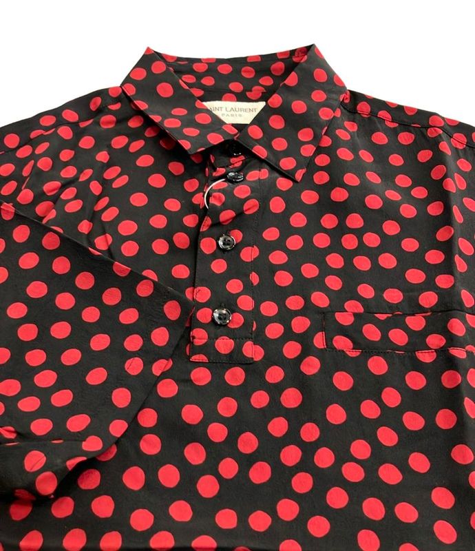 Saint Laurent Short-Sleeved Polo Shirt Dot Pattern Women's Size 37 (S) Saint