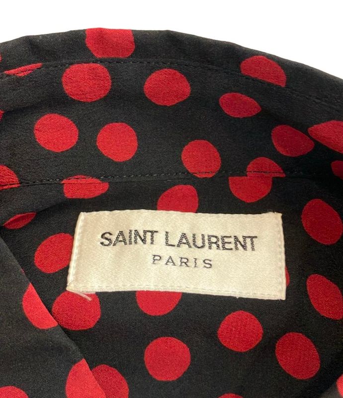 Saint Laurent Short-Sleeved Polo Shirt Dot Pattern Women's Size 37 (S) Saint