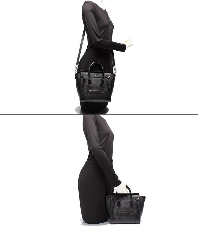 Celine 2way Handbag Shoulder Bag Crossbody Silver Hardware Drum Calf Luggage