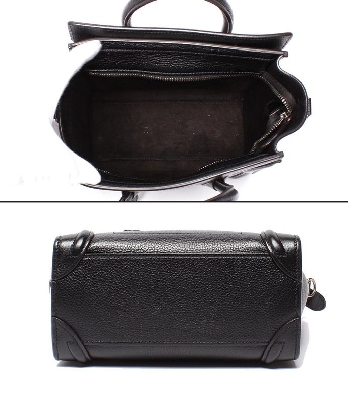 Celine 2way Handbag Shoulder Bag Crossbody Silver Hardware Drum Calf Luggage