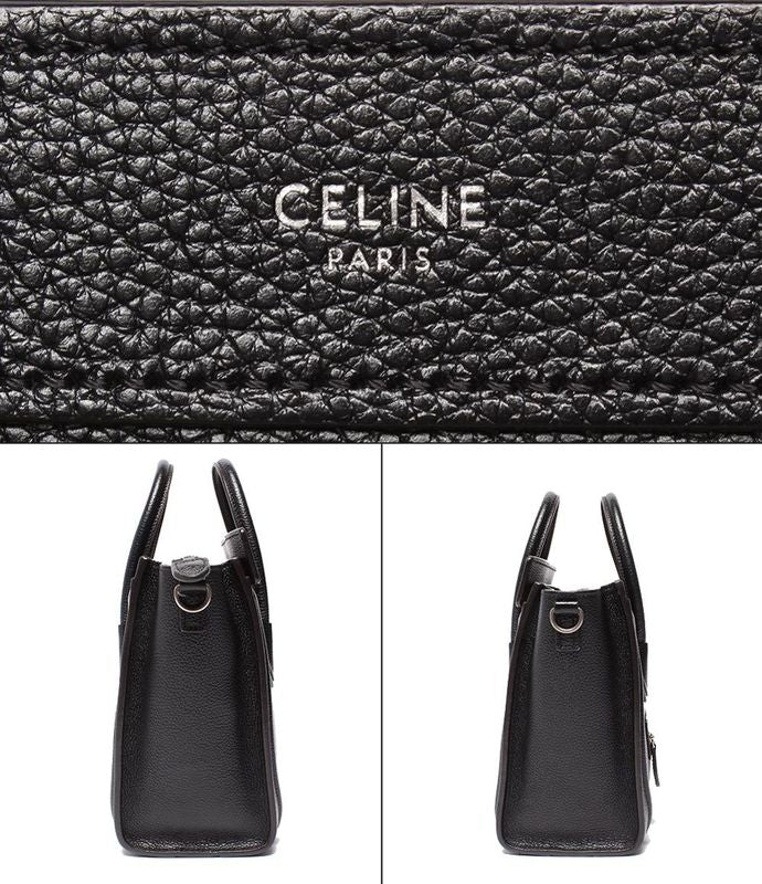 Celine 2way Handbag Shoulder Bag Crossbody Silver Hardware Drum Calf Luggage