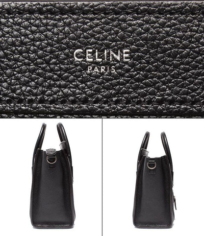 Celine 2way Handbag Shoulder Bag Crossbody Silver Hardware Drum Calf Luggage