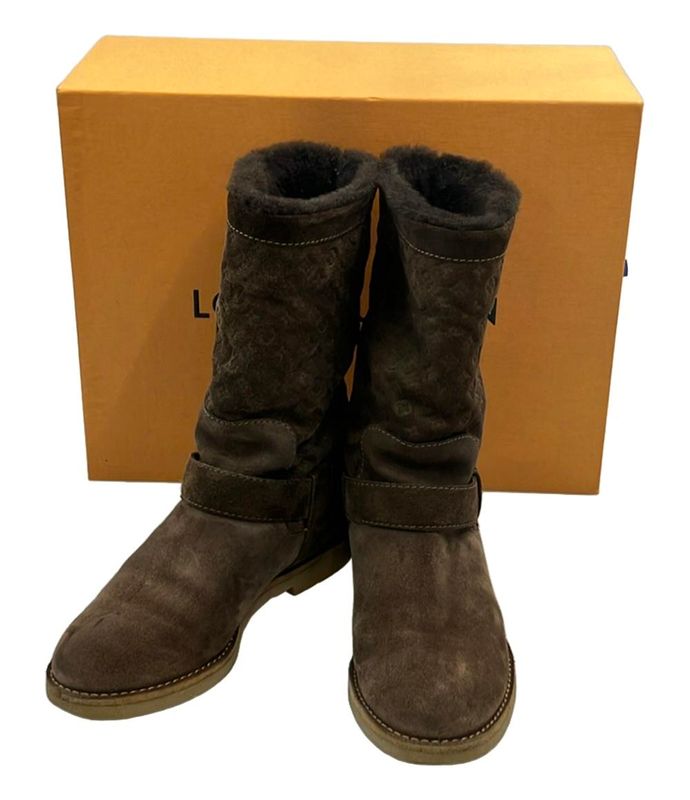 Louis Vuitton Fauviste Line Mouton Boots Monogram Pattern Women's SIZE 36 (M)