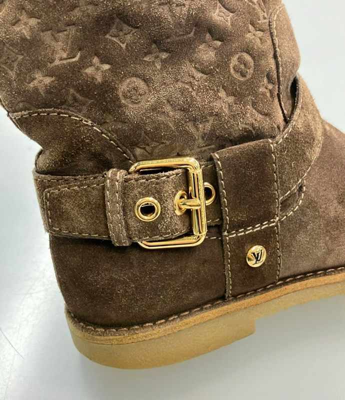 Louis Vuitton Fauviste Line Mouton Boots Monogram Pattern Women's SIZE 36 (M)