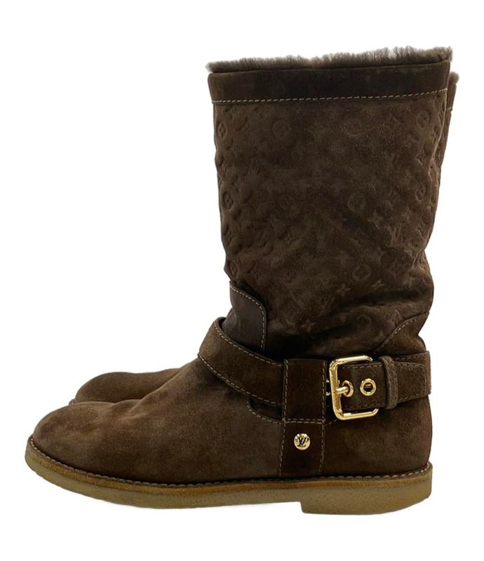 Louis Vuitton Fauviste Line Mouton Boots Monogram Pattern Women's SIZE 36 (M)