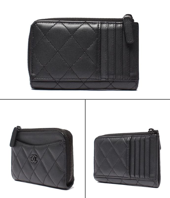 Chanel Card Case Coin Case Fragment Case Black Hardware So Black Matelasse