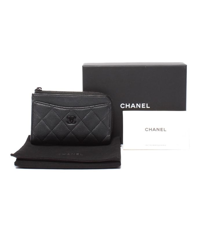 Chanel Card Case Coin Case Fragment Case Black Hardware So Black Matelasse