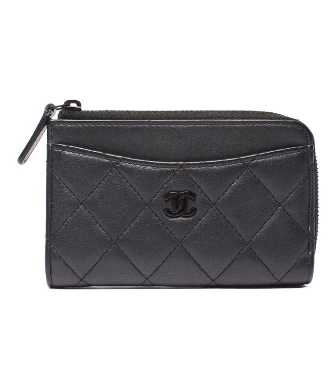 Chanel Card Case Coin Case Fragment Case Black Hardware So Black Matelasse