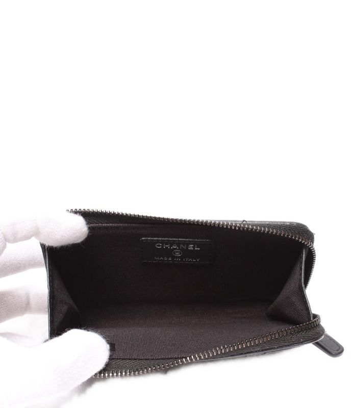 Chanel Card Case Coin Case Fragment Case Black Hardware So Black Matelasse