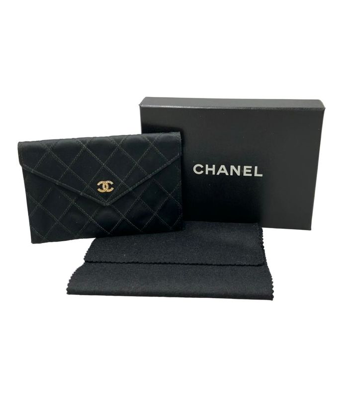 Chanel Card Case Coin Case Gold Hardware Bicolore Satin Women's Chanel
