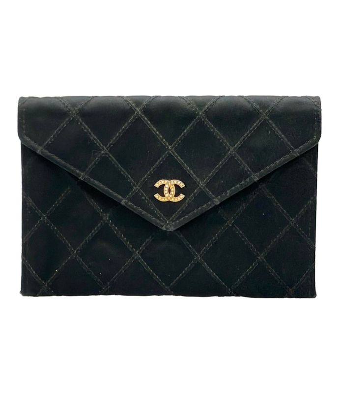Chanel Card Case Coin Case Gold Hardware Bicolore Satin Women's Chanel