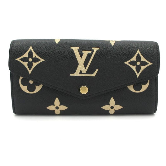 Louis Vuitton Bicolor Monogram Empreinte Portefeuille Sarah M80496 Black Beige