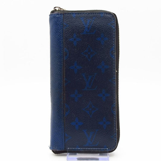 Louis Vuitton Taiga Llama Zippy Wallet Vertical M30447 Cobalt Leather Cowhide
