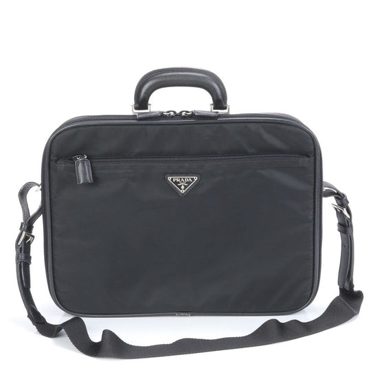Prada Tessuto Nylon Triangle Logo 2WAY Business Bag Crossbody Shoulder Black A4
