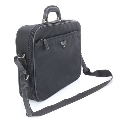 Prada Tessuto Nylon Triangle Logo 2WAY Business Bag Crossbody Shoulder Black A4