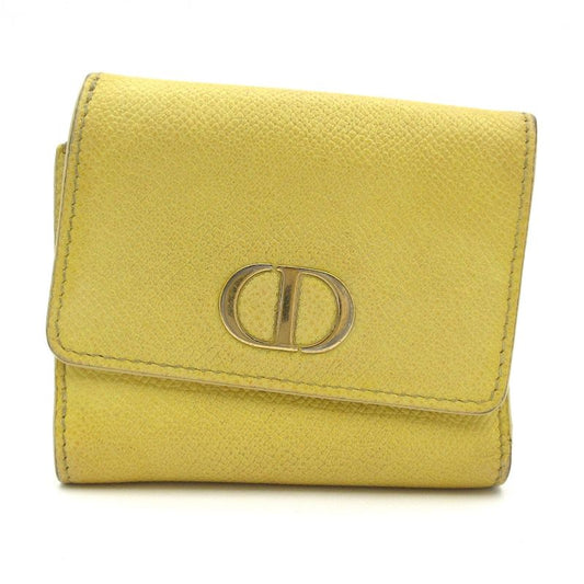 Dior/christian Dior Trifold Wallet Montaigne Yellow And Gold Leather
