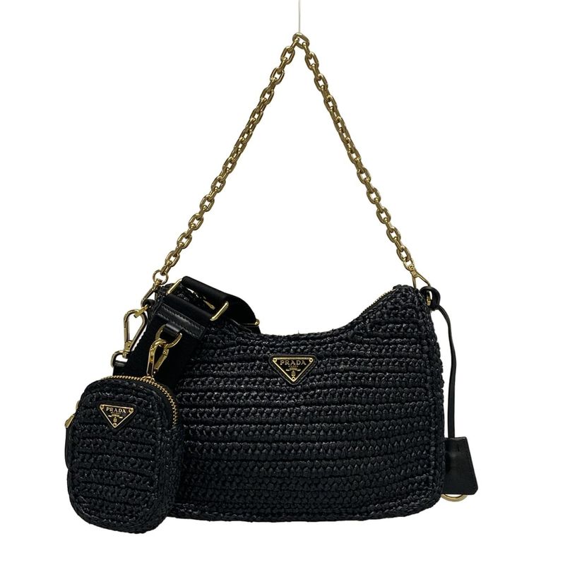 Prada Shoulder Bag - 1bh204 Black Re-edition2005 / Chain Shoulder / Gold