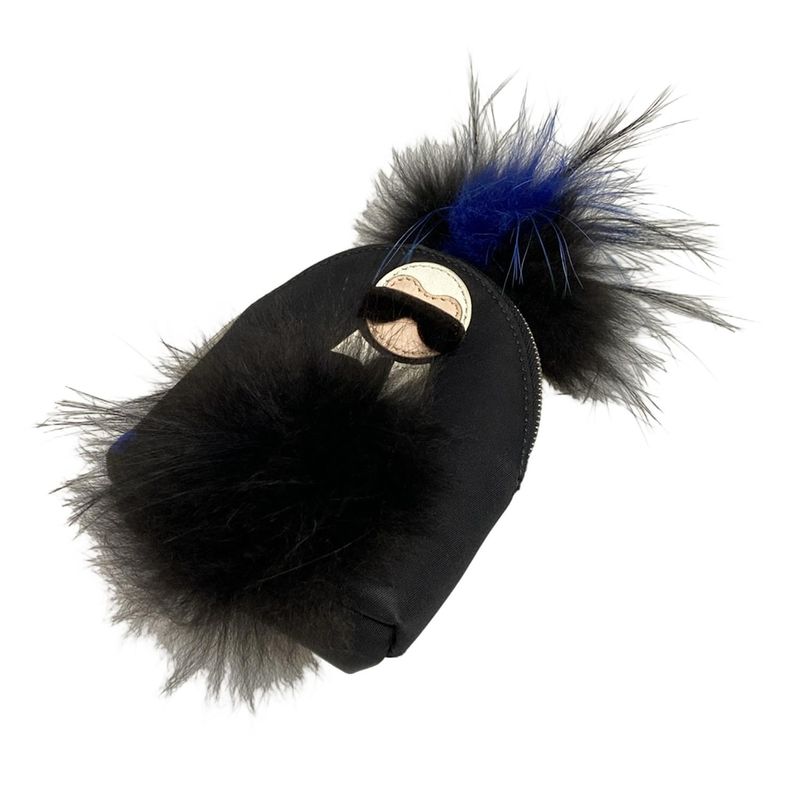 Fendi Key Holder (charm ) - 7ar512 Black White And Blue Bagcharm / Backpack