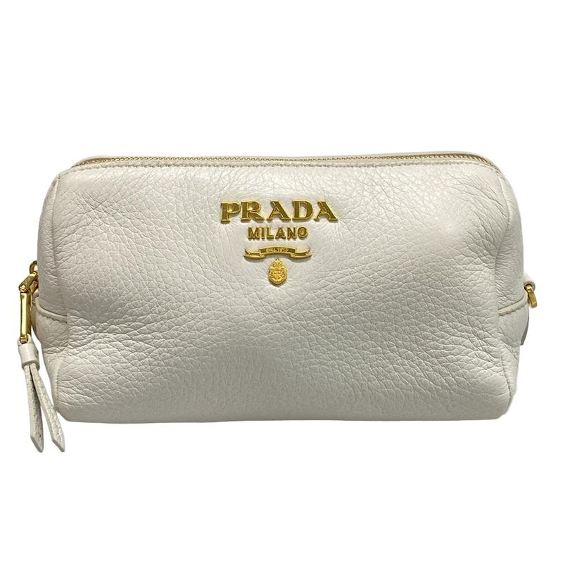 Prada Pouch - Light Gray Leather