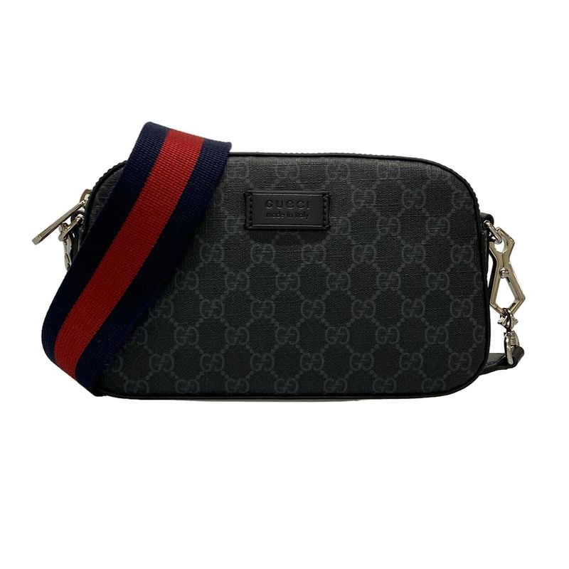 Gucci Shoulder Bag GG Plus GG Supreme 574886 Black And Gray Detachable Strap