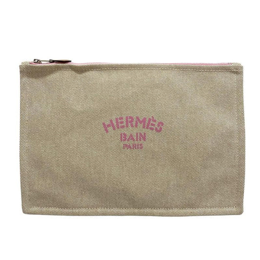 Hermes Pouch Beautiful Trousse Flat MM Ivory X Beige X Pink
