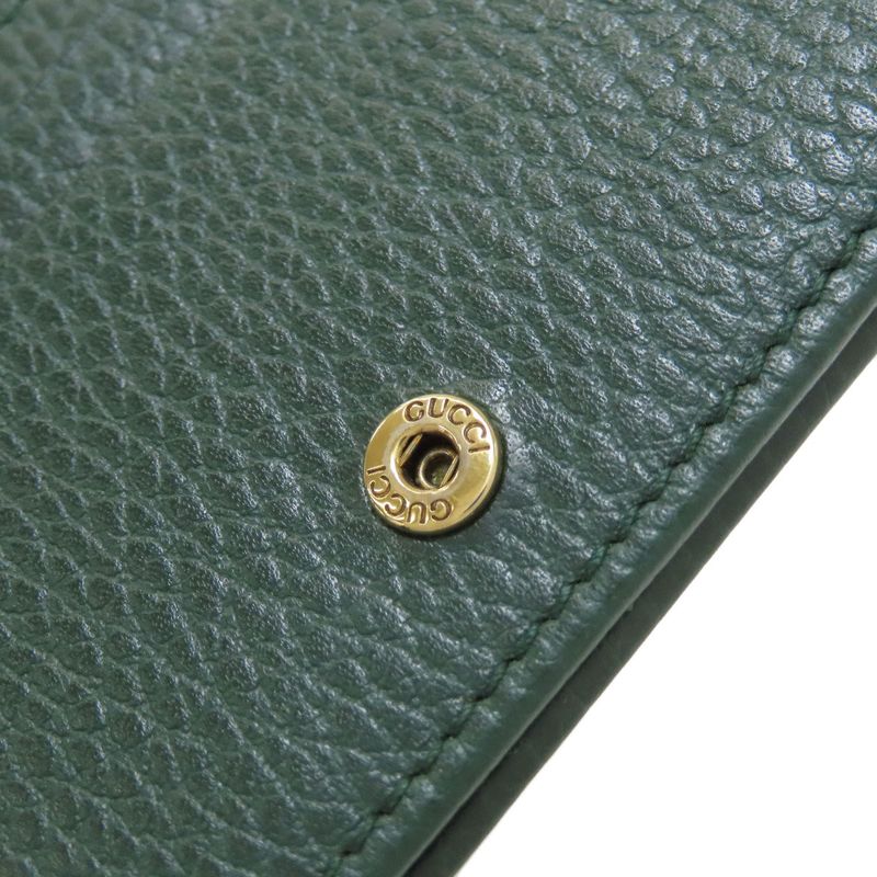 Gucci 516938 Garden Bat Compact Wallet With Coin Purse Leather Women