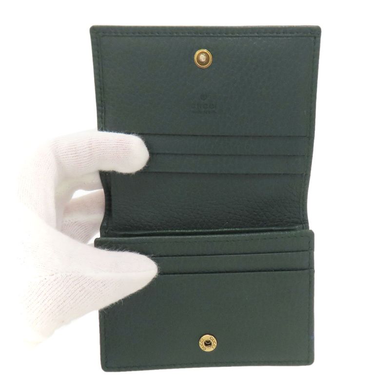 Gucci 516938 Garden Bat Compact Wallet With Coin Purse Leather Women