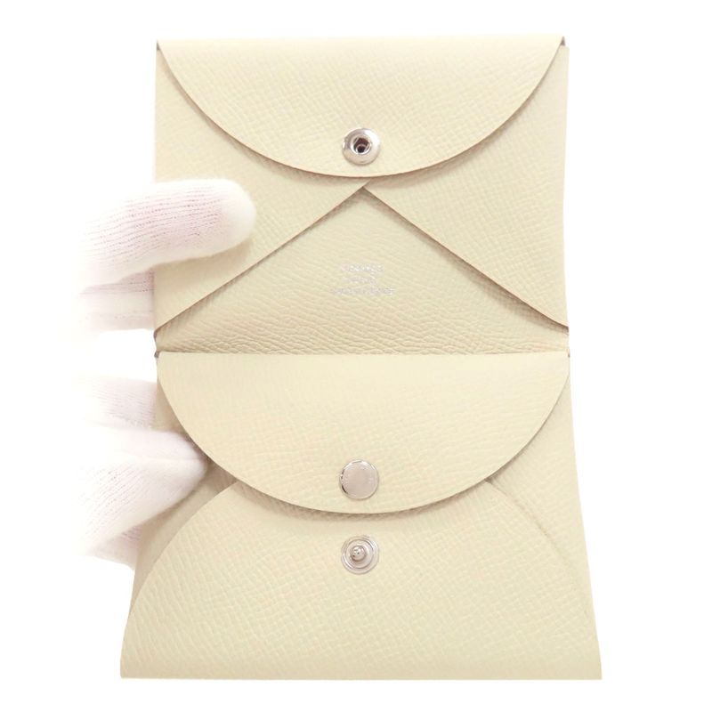 Hermes Calvi Duo Cles Silver Hardware Card Case Epson Women