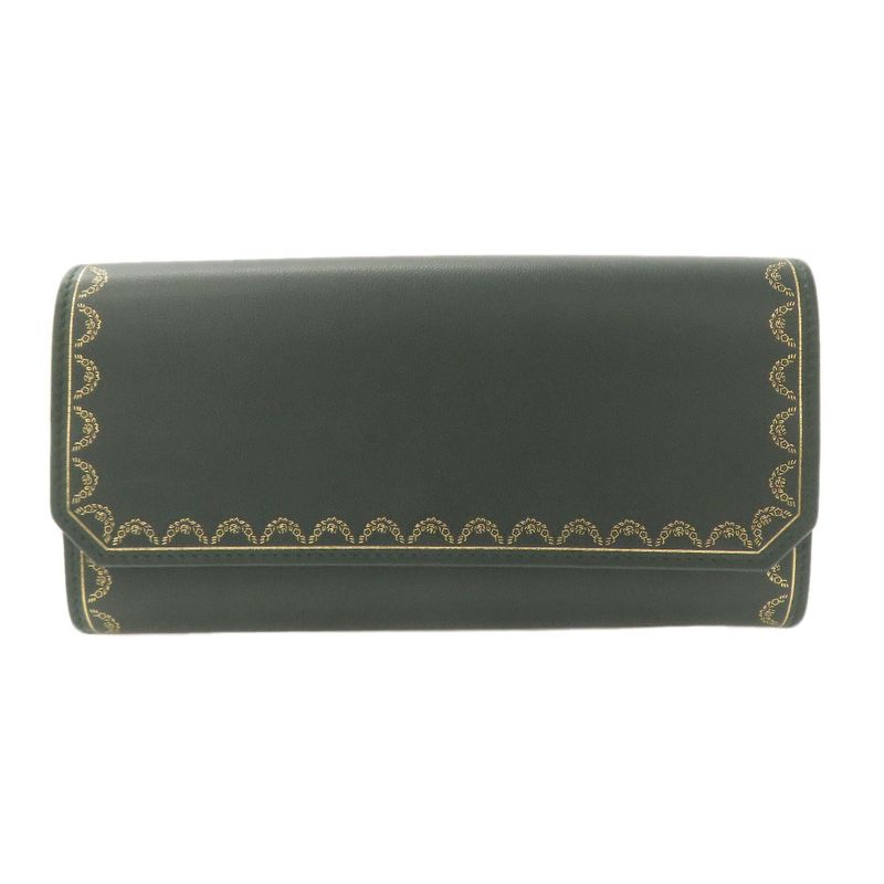 Cartier Garland De Cartier Long Wallet With Coin Purse Leather Ladies
