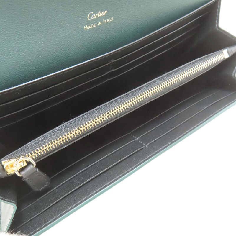 Cartier Garland De Cartier Long Wallet With Coin Purse Leather Ladies