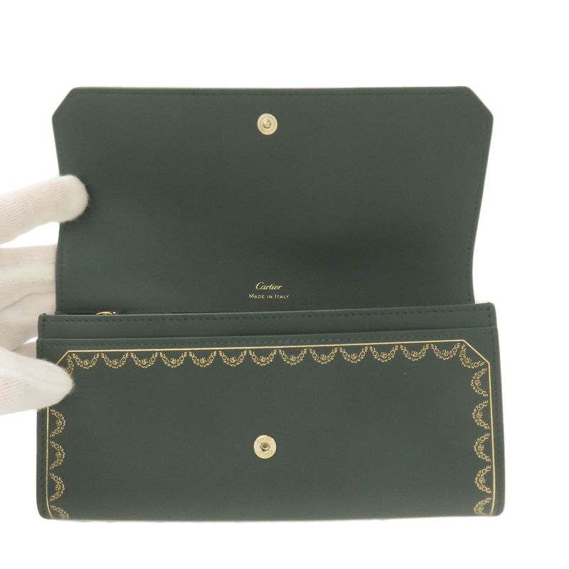 Cartier Garland De Cartier Long Wallet With Coin Purse Leather Ladies