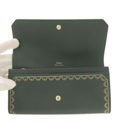 Cartier Garland De Cartier Long Wallet With Coin Purse Leather Ladies