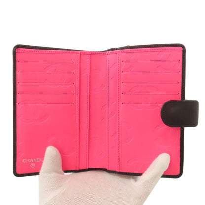 Chanel Cambon Line Silver Hardware Bifold Wallet With Coin Purse Calf Women